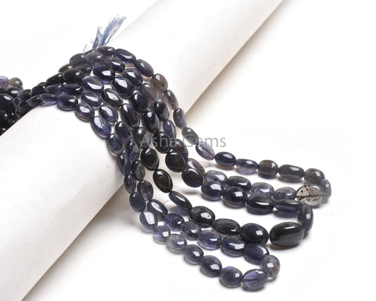 Natural Blue Iolite Smooth Oval Shape Beads,16" Strand Iolite Plain Handmade Oval Straight Drill Gemstone Iolite Beads Jewelry Crafts SALE