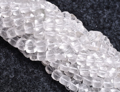 Natural Crystal quartz faceted 3D Cube Box Beads,9"Strand White Crystal beads Crystal faceted Cube Box Gemstone Bead For Jewelry Making SALE