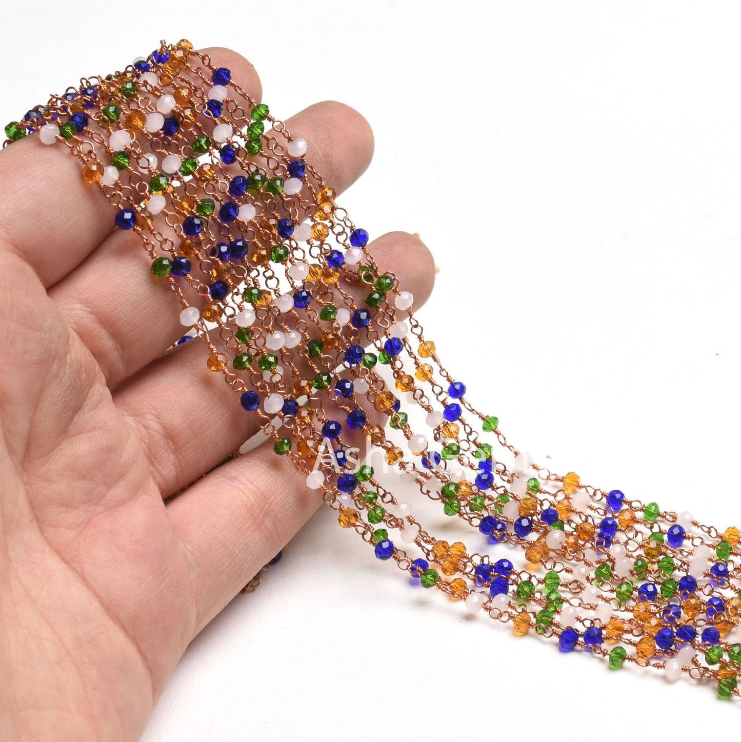 3,10,50Feet Multi Color Disco Hydro Faceted Beads Rosary Chain Rose Gold Plated Wire Wrap Copper Metal Chain Jewelry Making Craft Chain SALE