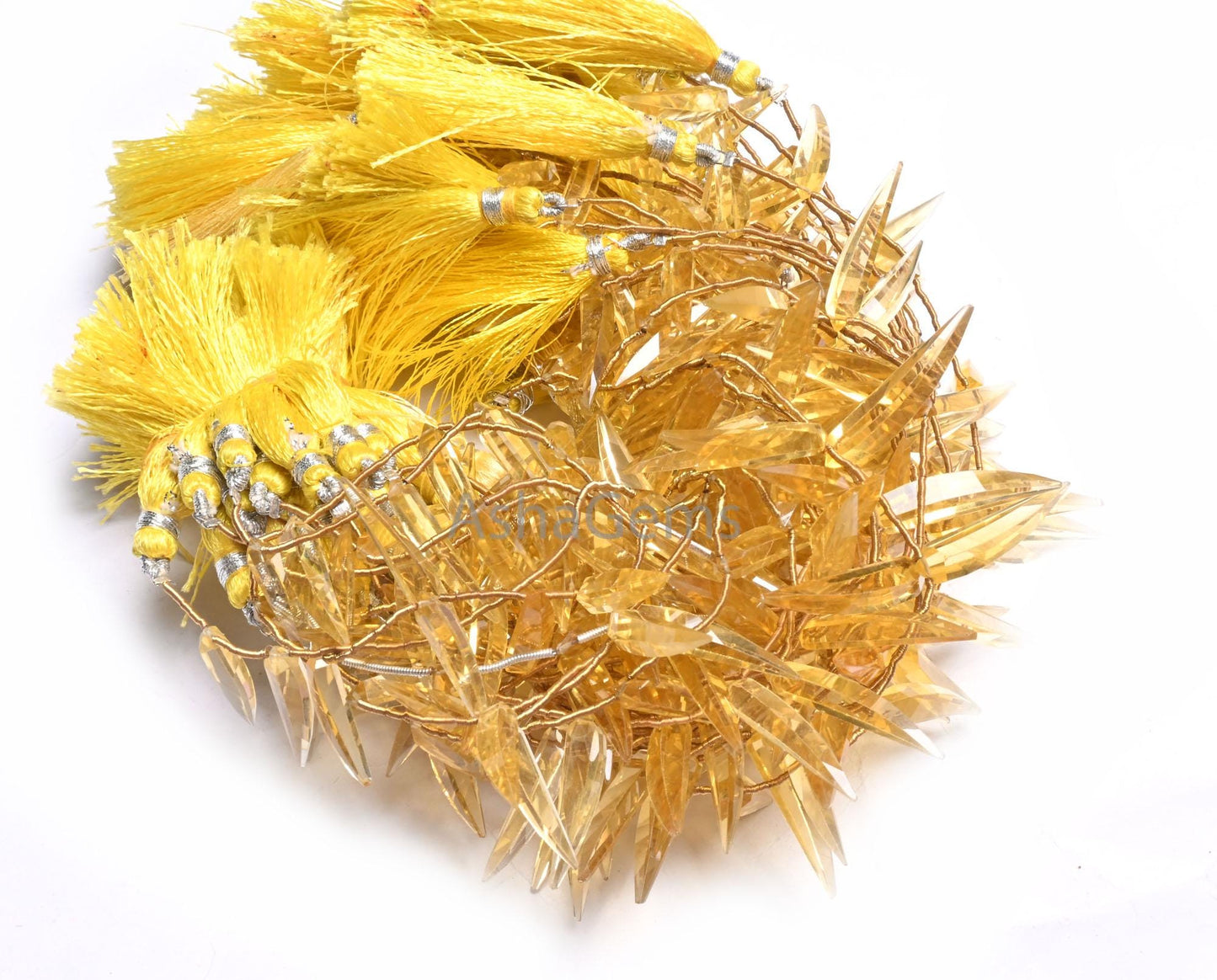 Beautiful Lemon Hydro Fancy dagger Shape faceted Beads, AAA Yellow Lemon Hydro Quartz lady Finger Shape Side Drill  Beads Jewelry Craft SALE (AG 18641)