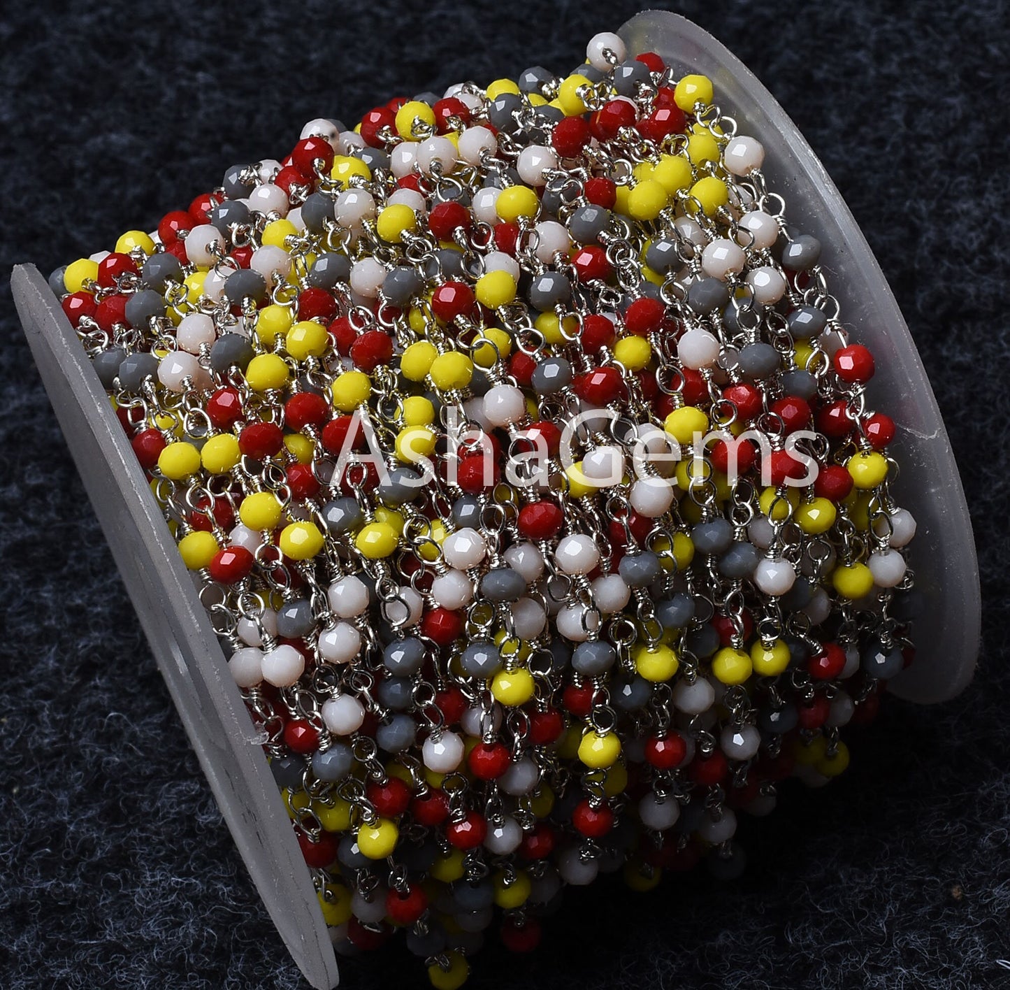 Beautiful Multi Color Disco Hydro Faceted Beads Rosary Chain,3 mm Silver Plated Wire Wrap Handmade Rosary Chain For Jewelry Making Necklace