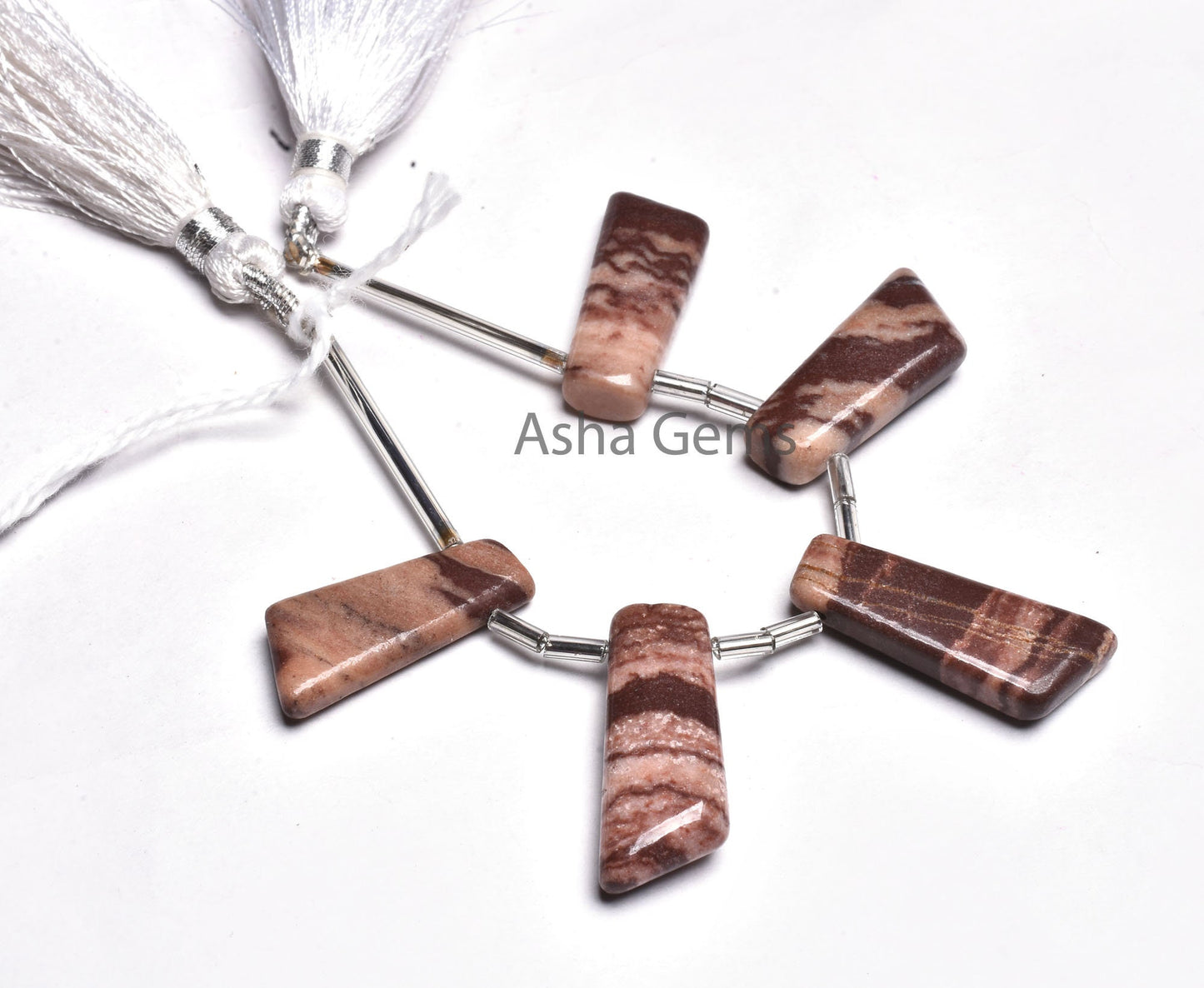 Natural Brown Jasper Fancy 7 Shape Uneven Smooth Beads, Picture Jasper Smooth Handmade Side Drill Fancy Long Slice Gemstone Beads Handicraft