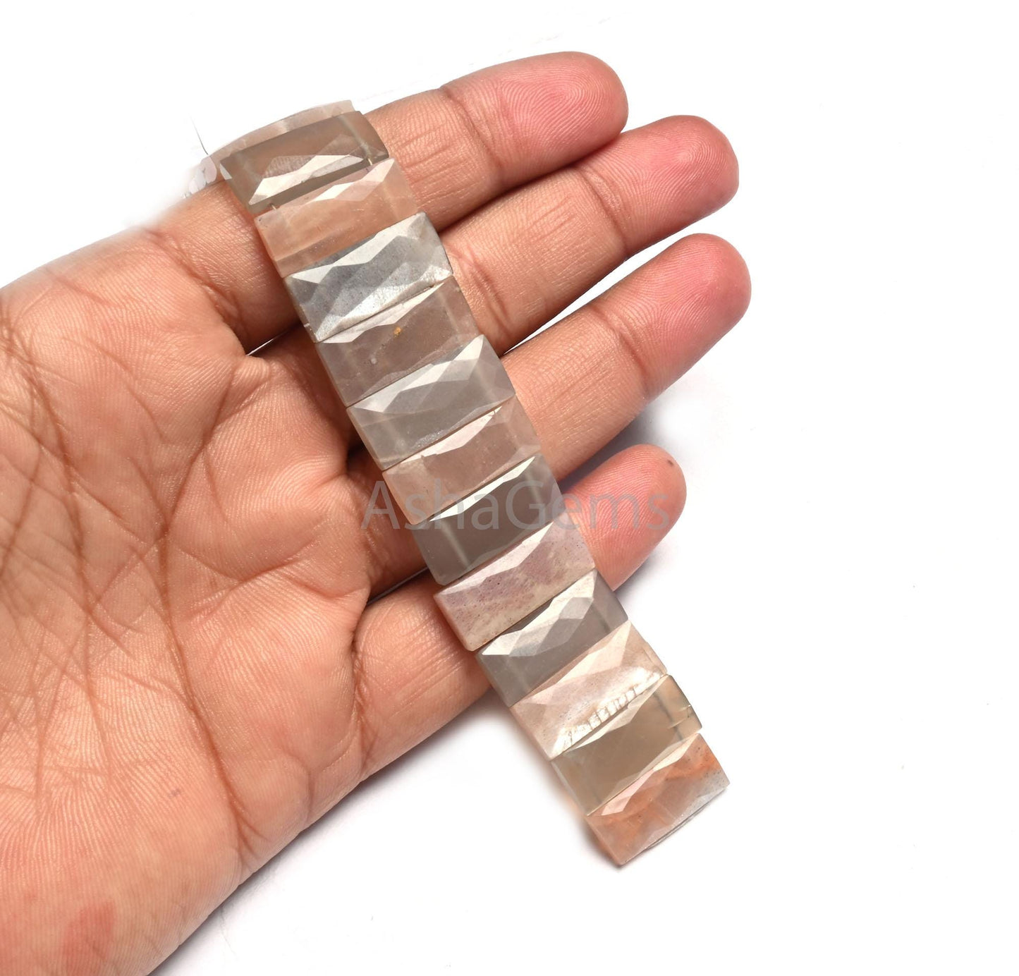 AAA Multi Peach Grey Moonstone Fancy Rectangle Faceted Gemstone Beads, Moonstone Chicklet Briolette Double Drill Moonstone For Bracelet SALE