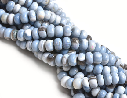 Beautiful Blue Boulder Opal Smooth Rondelle Shape Gemstone Beads, Blue Opal Beads Strand Boulder Opal Plain Handmade Loose Bead Jewelry SALE