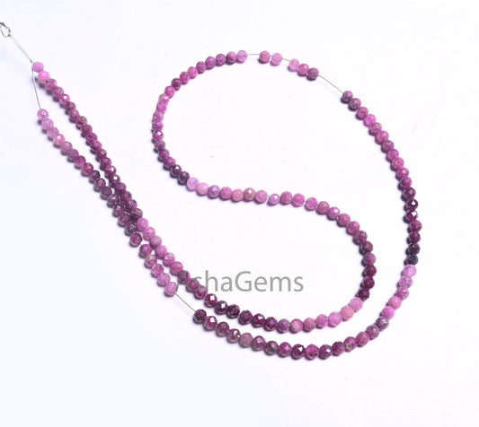3mm AAA Quality Shaded Red Ruby Faceted Micro Cut Beads,17"Strand Natural Ruby Machine Cut Rondelle Gemstone Ruby Bead Necklace Jewelry SALE