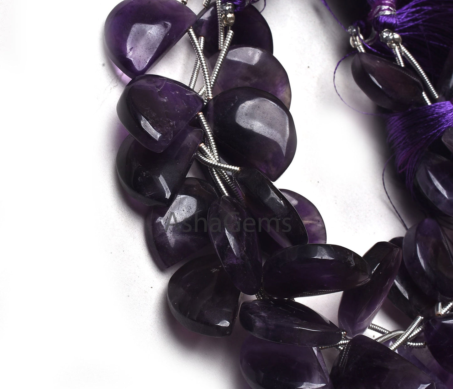 Natural Purple Amethyst Smooth Fancy Shape Beads,7"Strand African Amethyst Fancy D Shape Bead Gemstone Amethyst half Moon Beads Jewelry SALE
