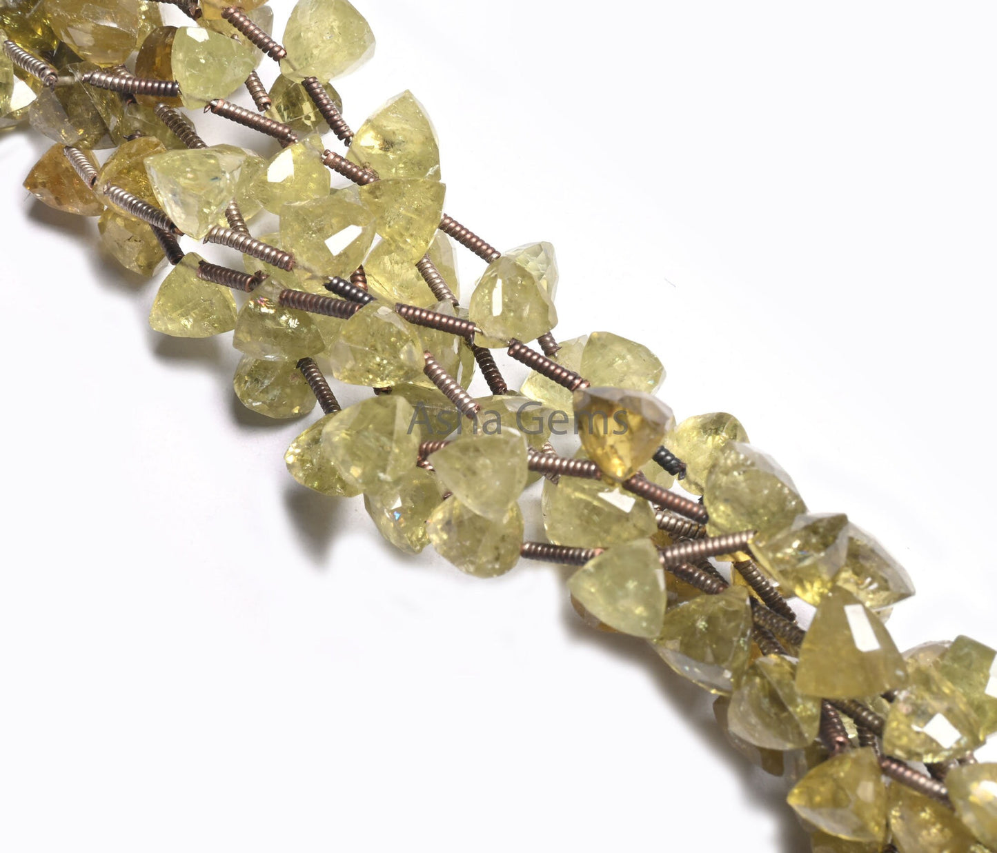 Natural Peridot fancy Pyramid Shape Beads,8"Green Peridot Side Drill Trillion Gemstone faceted Bead, Peridot Samosa Beads Jewelry Craft SALE (AG 18538)