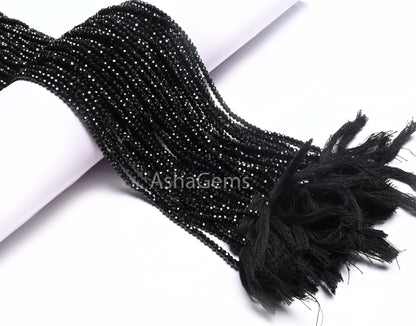Beautiful Natural Black Spinel Rondelle Faceted Micro Cut Gemstone Loose Beads 3 mm AAA Quality Spinel Micro Cut Beads Jewelry Making Crafts
