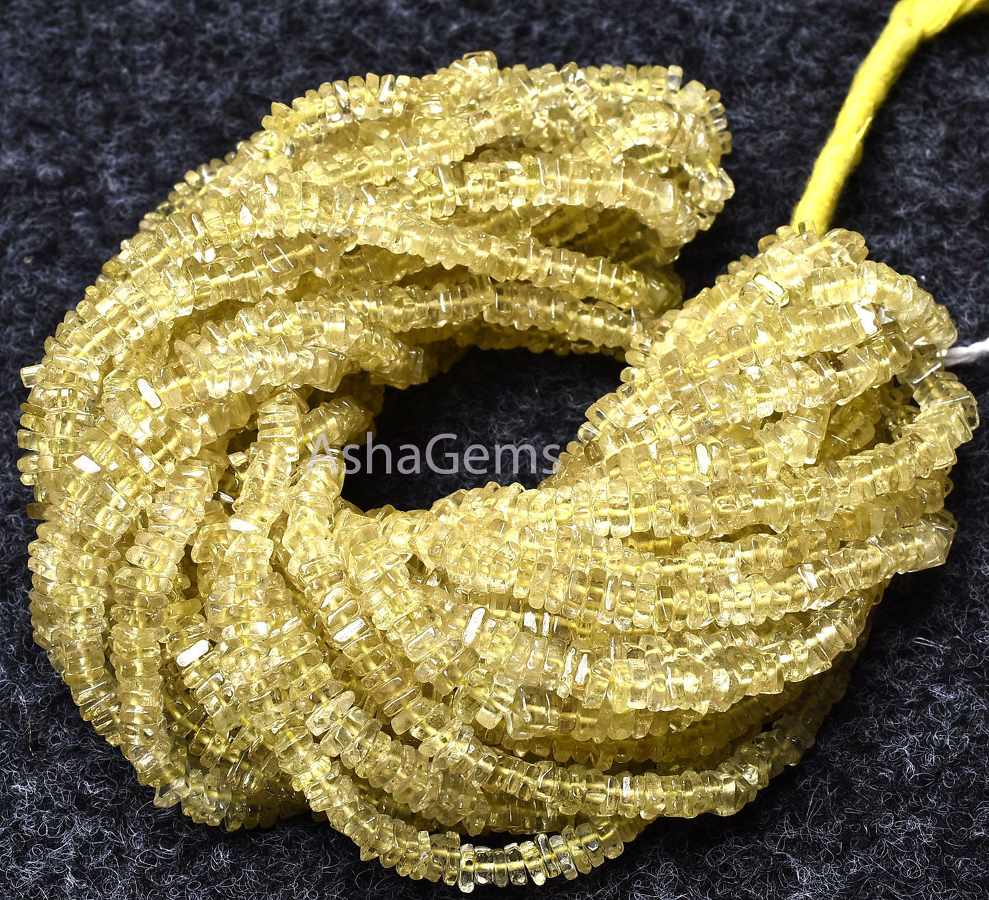 Beautiful Yellow Lemon Quartz Smooth Square Shape Beads, Lemon Heishi Square Plain Beads, Lemon Smooth Flat Beads ,Handmade Loose Gemstone