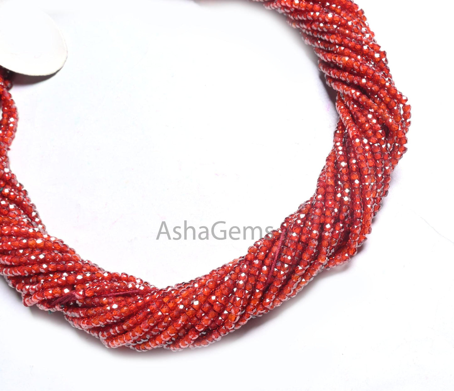 13" Beautiful Zircon Micro Cut Rondelle Faceted Tiny Gemstone Beads,2.5 mm AAA Quality Red Orange Cubic Zircon Machine Cut Bead Jewelry SALE