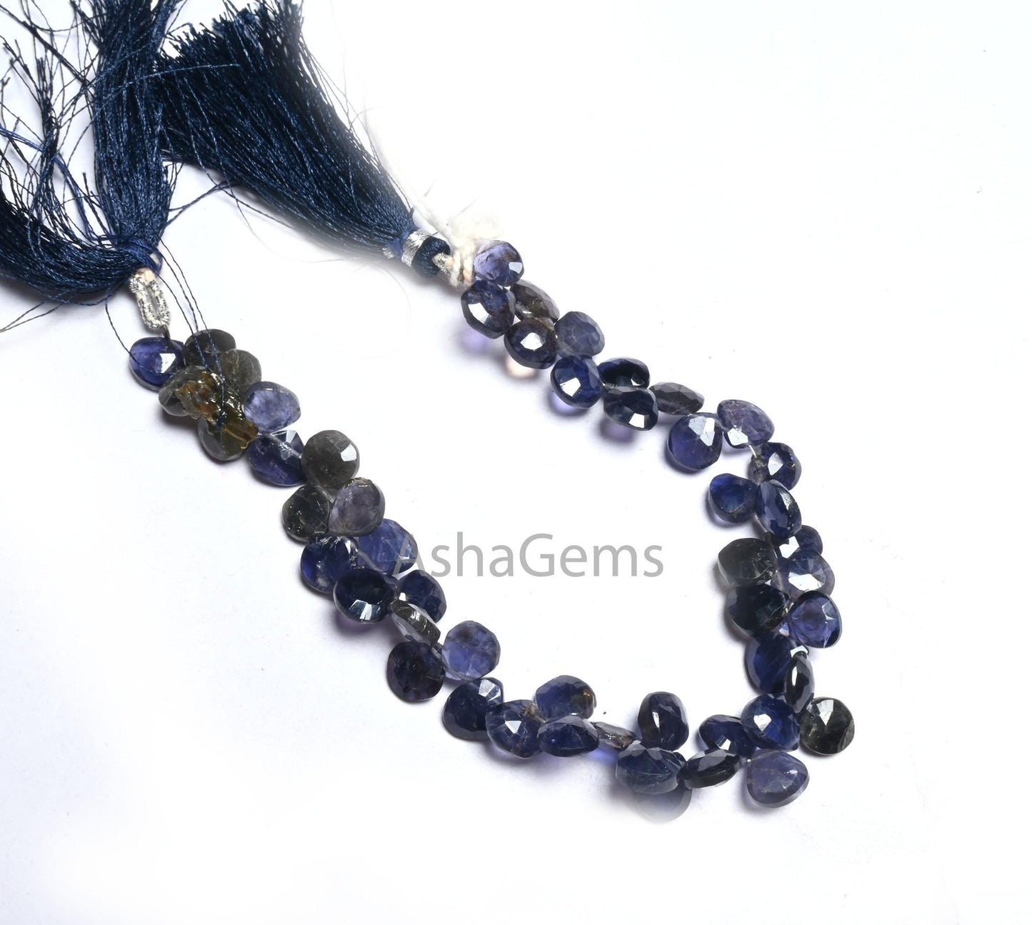 8 mm Natural Blue Iolite Faceted Heart Shape Gemstone Beads,8" Strand Iolite Heart Briolette Side Drill Fine Iolite Beads Jewelry Craft SALE (AG 18614 )