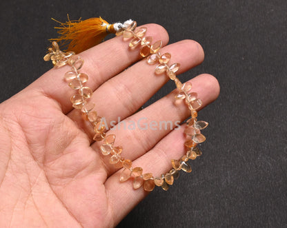 Natural Yellow Citrine Smooth Marquise cabochon Side Drill Beads,8" Fine Citrine Quartz Plain Handmade Marquise Gemstone Beads Jewelry Craft