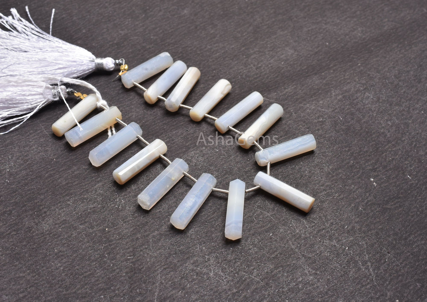 Blue lace Agate Long Pipe Shape Faceted Beads,5-20 mm Natural Blue Lace Agate Fancy Tube Side Drill Gemstone Beads Jewelry Making Craft SALE