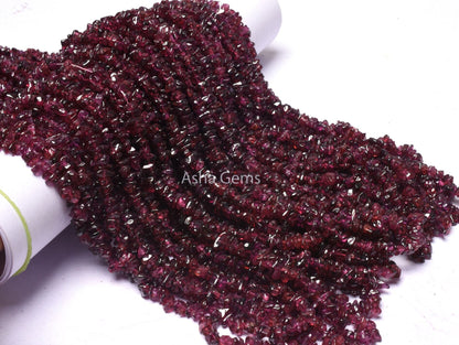 Fine Quality Rhodolite Garnet Gemstone Uncut Chips,34"Strand Pink Garnet Smooth Raw Rough Beads, Garnet Beads for jewelry making Craft SALE