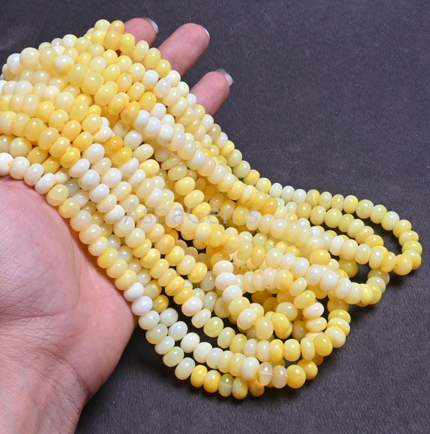 Beautiful Yellow Opal Smooth Rondelle Shape Beads,16" AAA Quality Shaded Pastel Yellow Opal Plain Handmade Gemstone Beads Jewelry Craft Sale