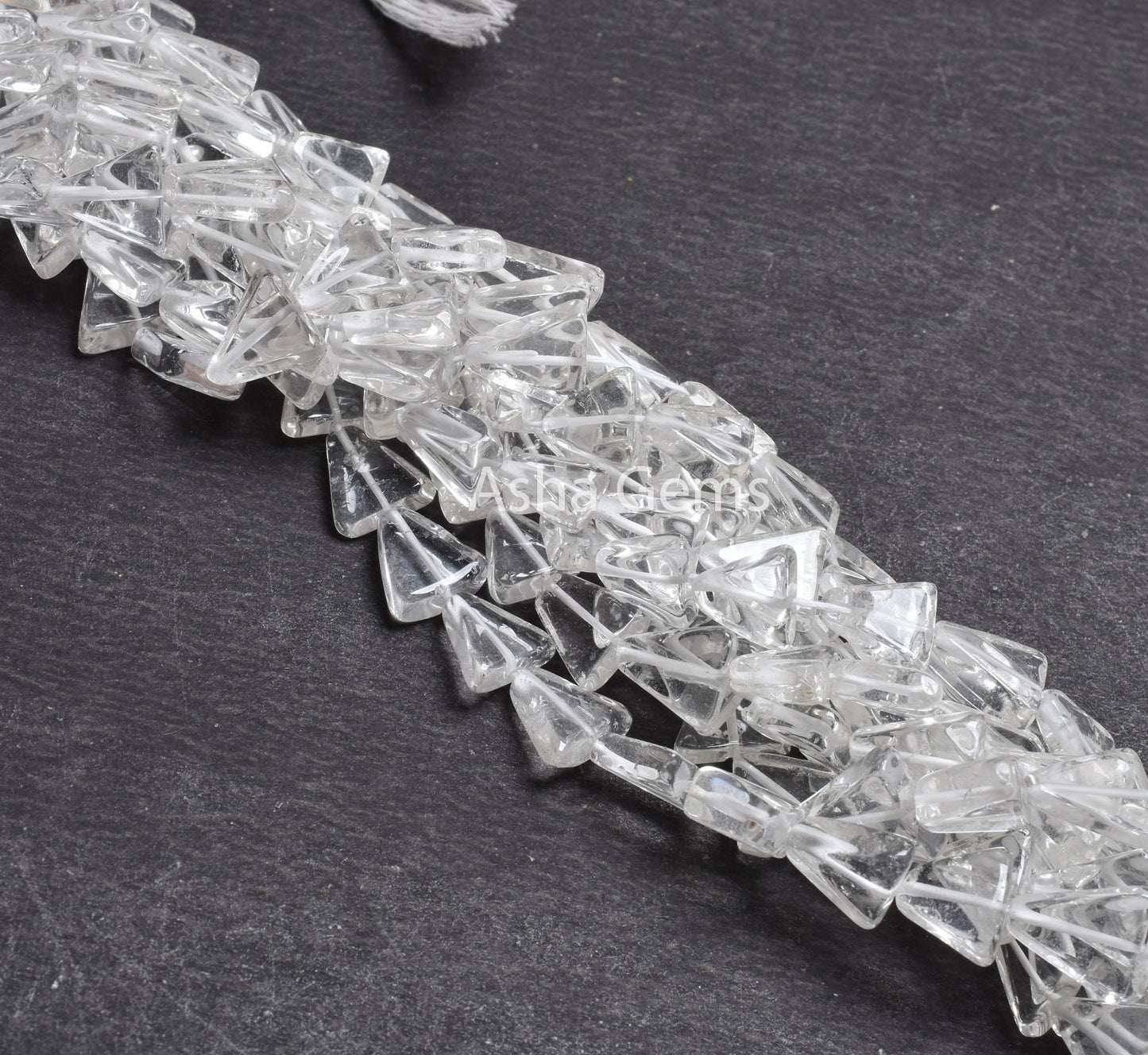 AAA Natural Crystal quartz Triangle Shape Beads,13" Strand White Crystal Smooth Fancy Trillion Gemstone Handmade Beads Crystal Jewelry SALE