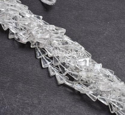 AAA Natural Crystal quartz Triangle Shape Beads,13" Strand White Crystal Smooth Fancy Trillion Gemstone Handmade Beads Crystal Jewelry SALE