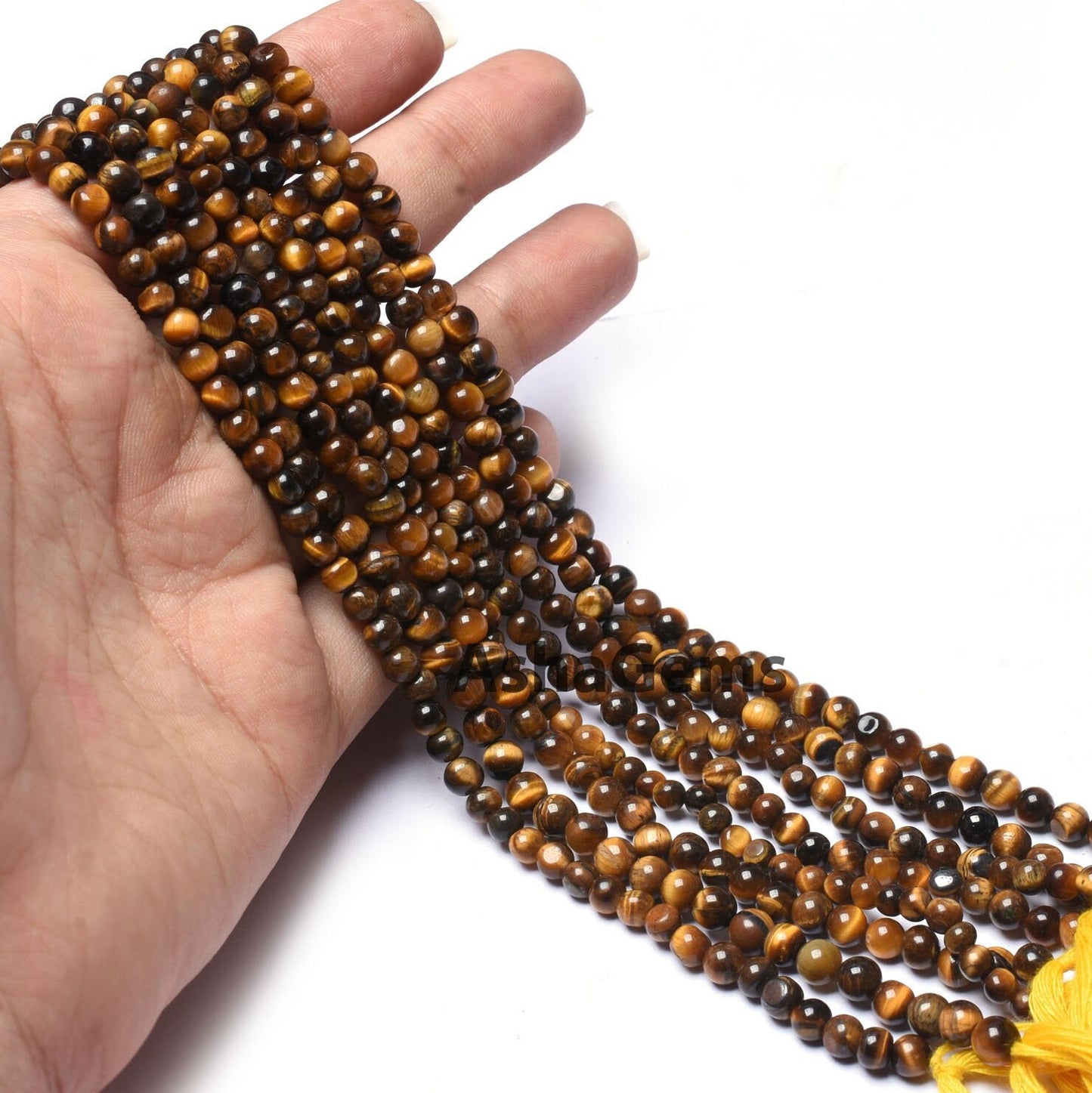 13" Strand Natural Tiger Eye Smooth Round Ball Beads, Shaded Brown Tiger Eye Plain Round Shape Gemstone Beads, Tiger Eye Beads Jewelry Craft