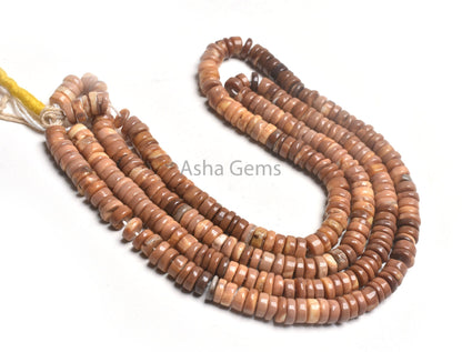8 mm Beautiful Shaded Brown Opal Smooth Tyre Shape Beads, Chocolate color Opal Handmade Plain Flat Tyre Gemstone Opal Beads Necklace Jewelry