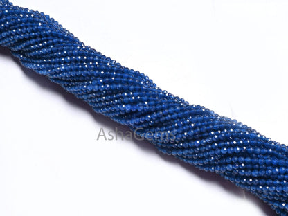 Amazing Blue Chalcedony Quartz Micro Cut Rondelle Gemstone Tiny Beads, 2.5 mm Top Quality Neon Blue Quartz Beads Necklace Jewelry Craft SALE