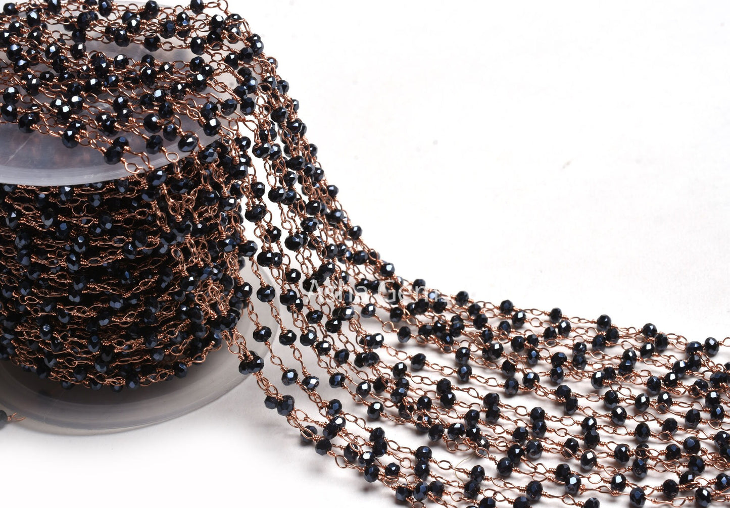 AAA Black Spinal Hydro Silver Coated Beads Rosary Chain By Feet Copper Plated 3mm Spinel Hydro Faceted Rondelle Chain For Jewelry Craft SALE
