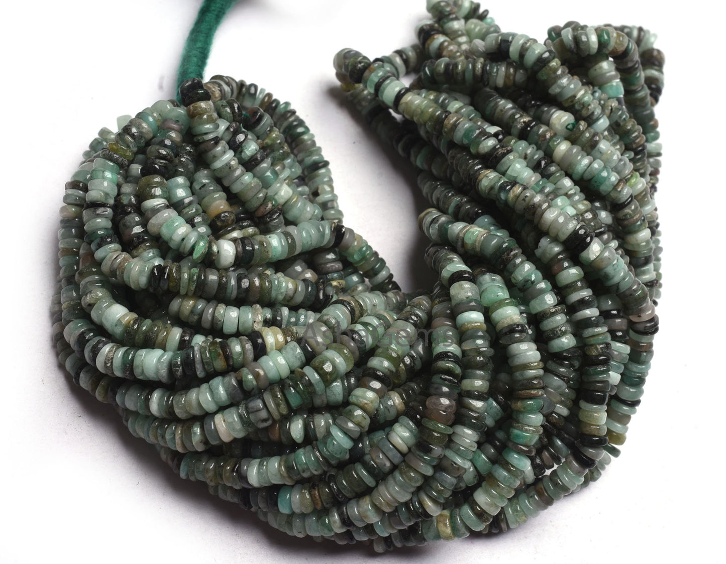 Emerald Smooth Tyre Shape Beads Gemstone Natural Emerald Beads,8/ 16" Strand Shaded Green Emerald smooth Handmade Wheel Beads Jewelry Crafts
