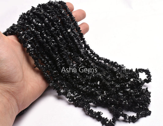 Black Obsidian Smooth Uncut Chips Beads,34" Strand natural Obsidian Smooth Raw rough Tiny Black Obsidian Beads For Jewelry making Craft SALE