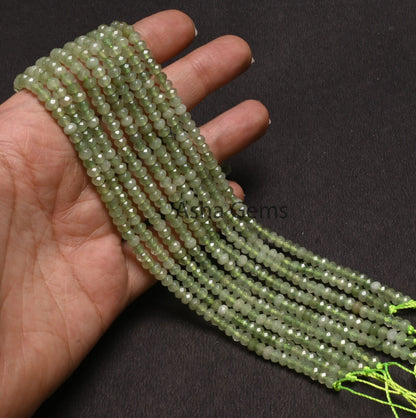 Shaded Light Green Jade Quartz Machine Cut Beads4.5 mm Fine Green Jade Quartz Faceted Rondelle Gemstone Loose Bead,13.5" Jewelry Crafts SALE