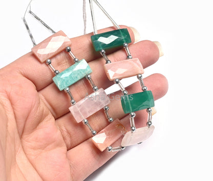 Beautiful Mix Color Stone Fancy Chicklet Beads, AAA Natural Multi Disco Gemstone faceted Rectangle Double Drill Bead Bracelet making Jewelry (AG 18567)