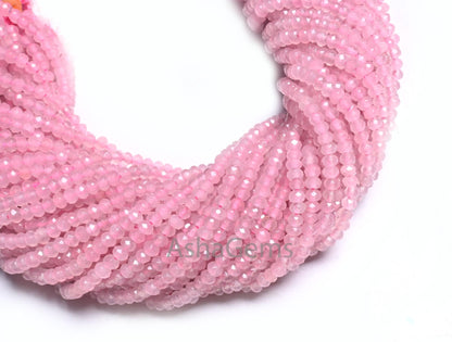 AAA Quality Pink Jade Quartz faceted Rondelle Shape Beads,4.5x3 mm Rose Pink Jade Quartz machine cut Gemstone Loose Beads Jewelry Craft SALE