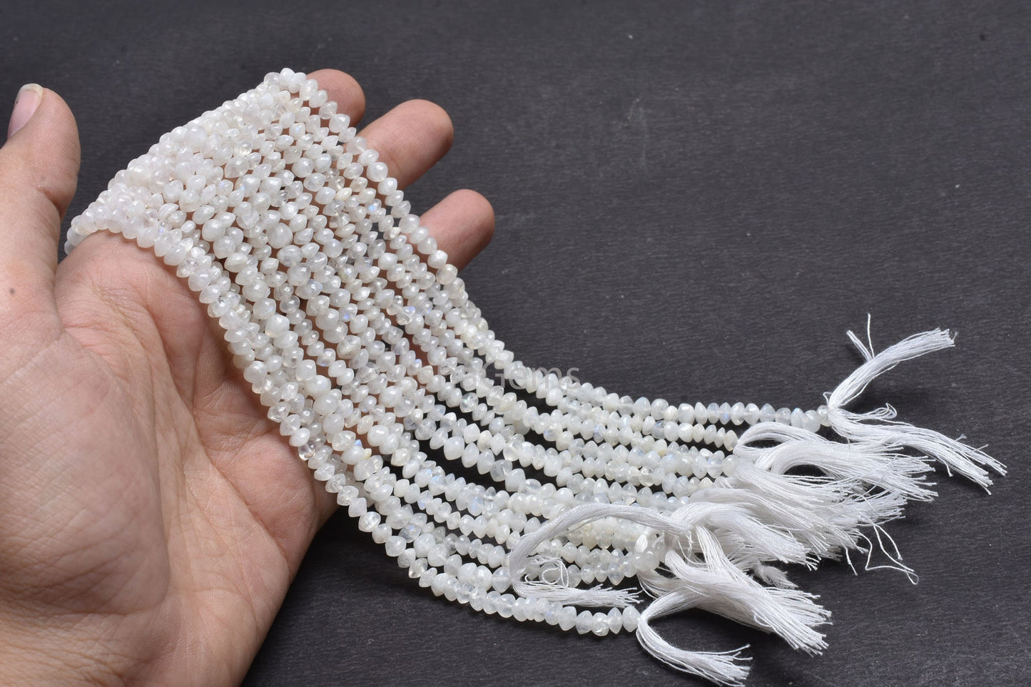 14"Strand Natural Flash Rainbow Moonstone Smooth Button Shape Gemstone Beads, White Rainbow Handmade Button Center Drill Beads Jewelry Craft