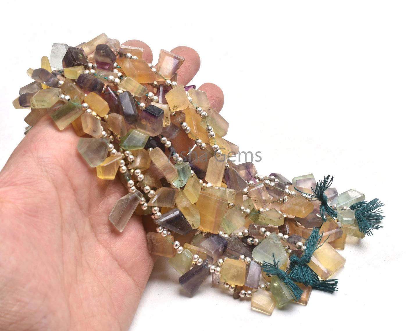 Multi Color Fluorite Fancy Slice Faceted Gemstone Beads, Natural Fluorite Uneven Flat Table Cut Fancy Side Drill Fluorite Bead Jewelry Craft