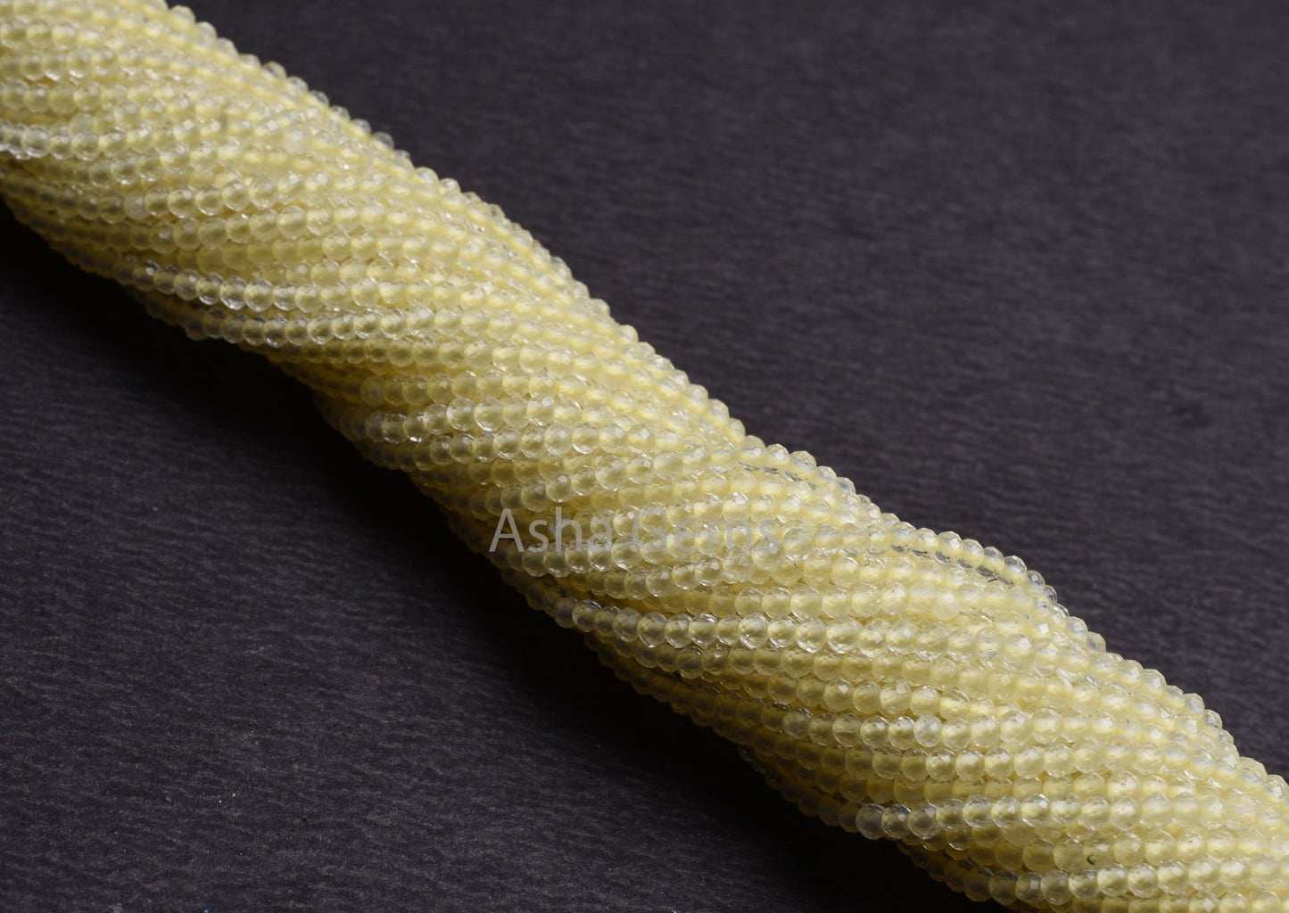 AAA Yellow Lemon Quartz Micro Cut Faceted Gemstone Beads, 2.50 mm natural Lemon Machine Cut Rondelle Beads, Lemon Bead Jewelry Necklace SALE