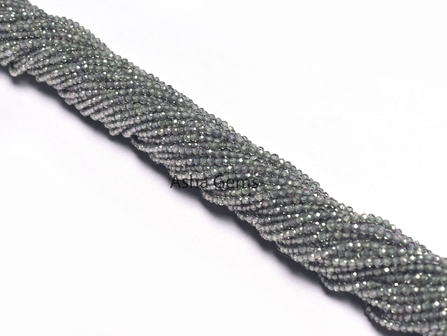 Rare Green sapphire Micro Cut Faceted Rondelle Gemstone Beads,1.7mm AAA Quality Natural sapphire Machine Cut Sapphire Beads Jewelry Necklace