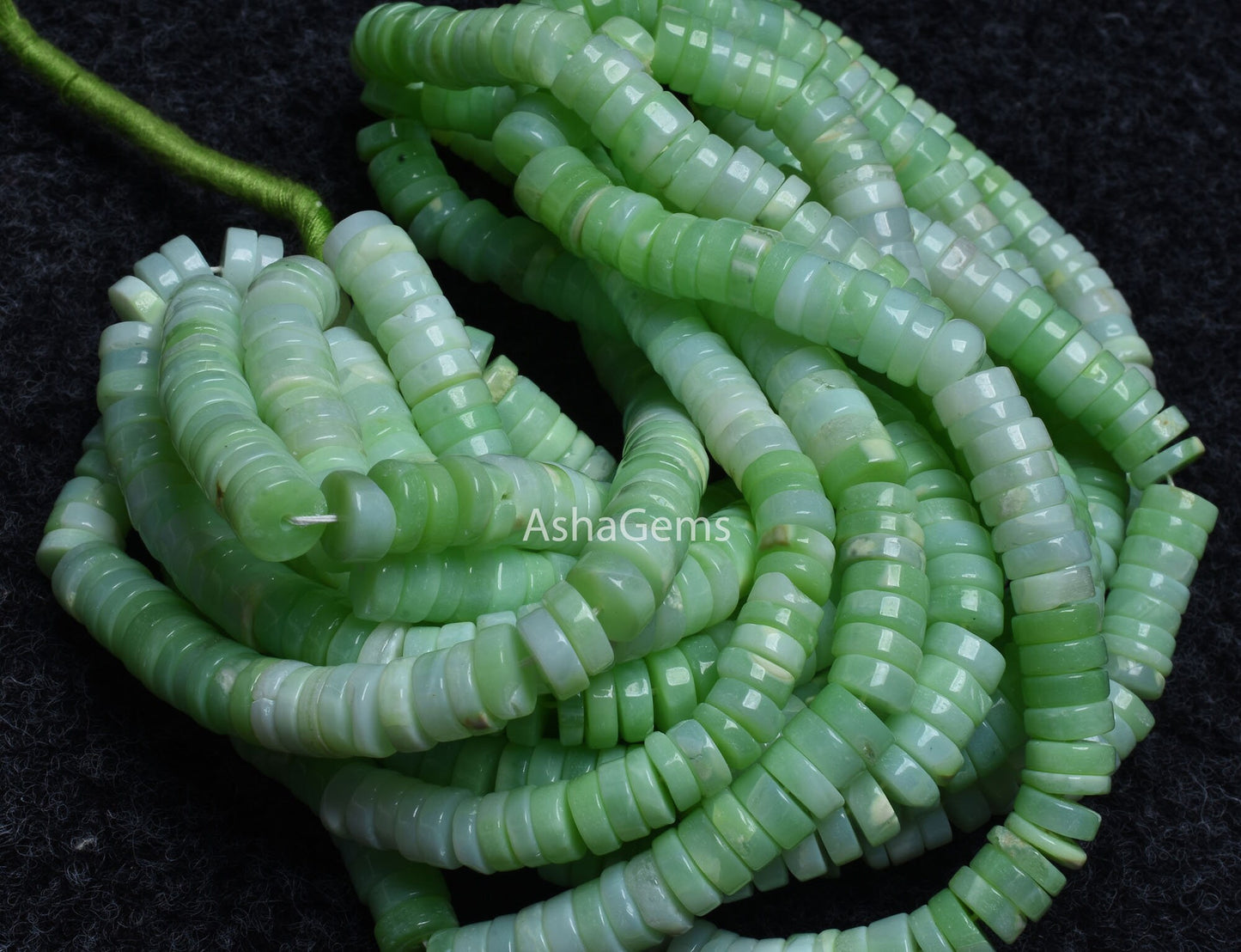 AAA Shaded parrot Green Opal Smooth heishi Tyre Gemstone beads,8 mm Opal Plain Wheel shape beads, Green Opal Smooth flat tyre beads Jewelry