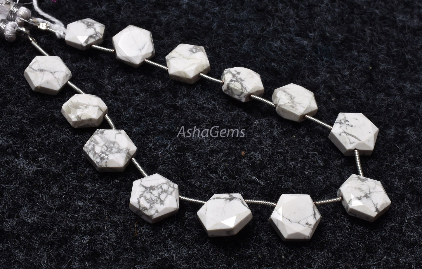 Howlite Faceted Hexagon Shape Gemstone beads,10.5-12 mm White Howlite Fancy 6 Corner Beads, Howlite Beads Briolette For Jewelry Making Craft