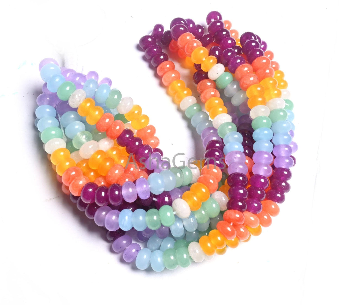 Beautiful Mix Color Quartz Smooth Rondelle Beads,8 mm Rainbow Disco Color Jade Quartz Multi Shaded Gemstone Colorful Beads Jewelry Necklace(AG 12311)