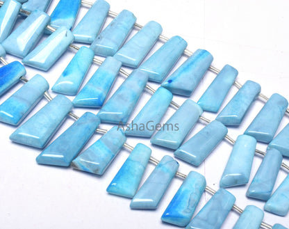 Beautiful Blue Opal fancy Shape Beads,7.5" Strand Shaded Blue Opal Plain Handmade Beads, Opal Side Drill Fancy 7 Shape Beads Jewelry Makings