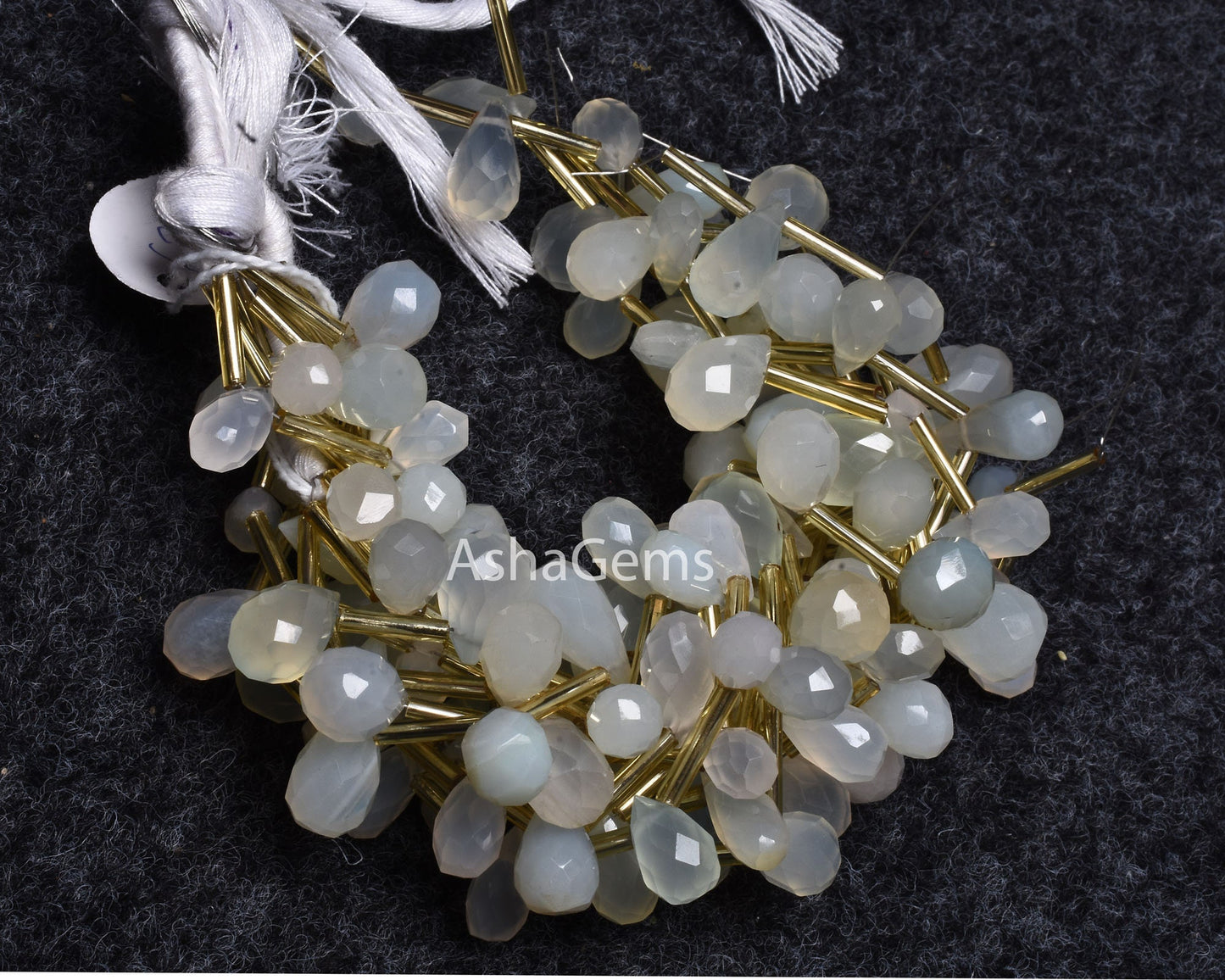 Beautiful White Chalcedony faceted Drops beads, Chalcedony beads,7.5"Strand off White Chalcedony Handmade Indian Cut Teardrop Beads Jewelry