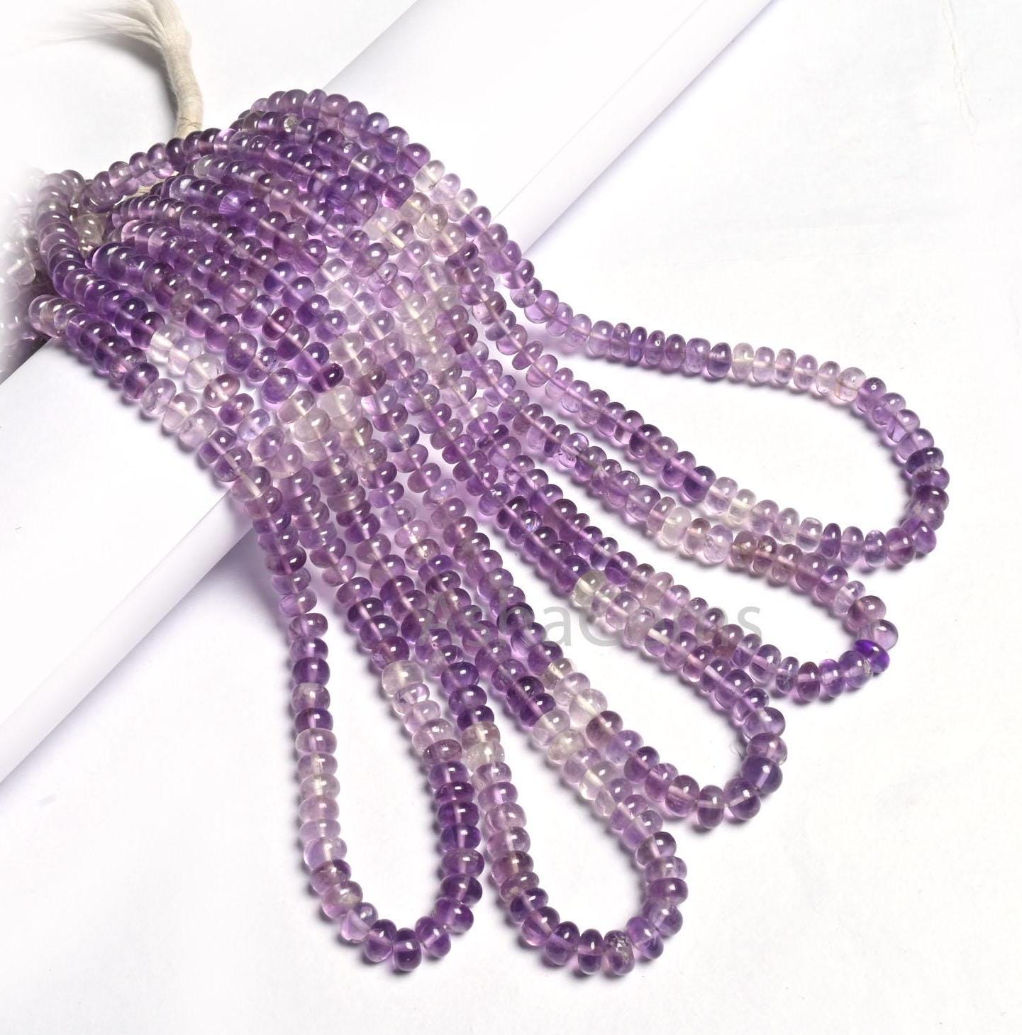 Beautiful Amethyst Smooth Gemstone Loose Beads, Fine Shaded Purple Amethyst Plain Handmade Rondelle African Amethyst Bead Jewelry Craft SALE