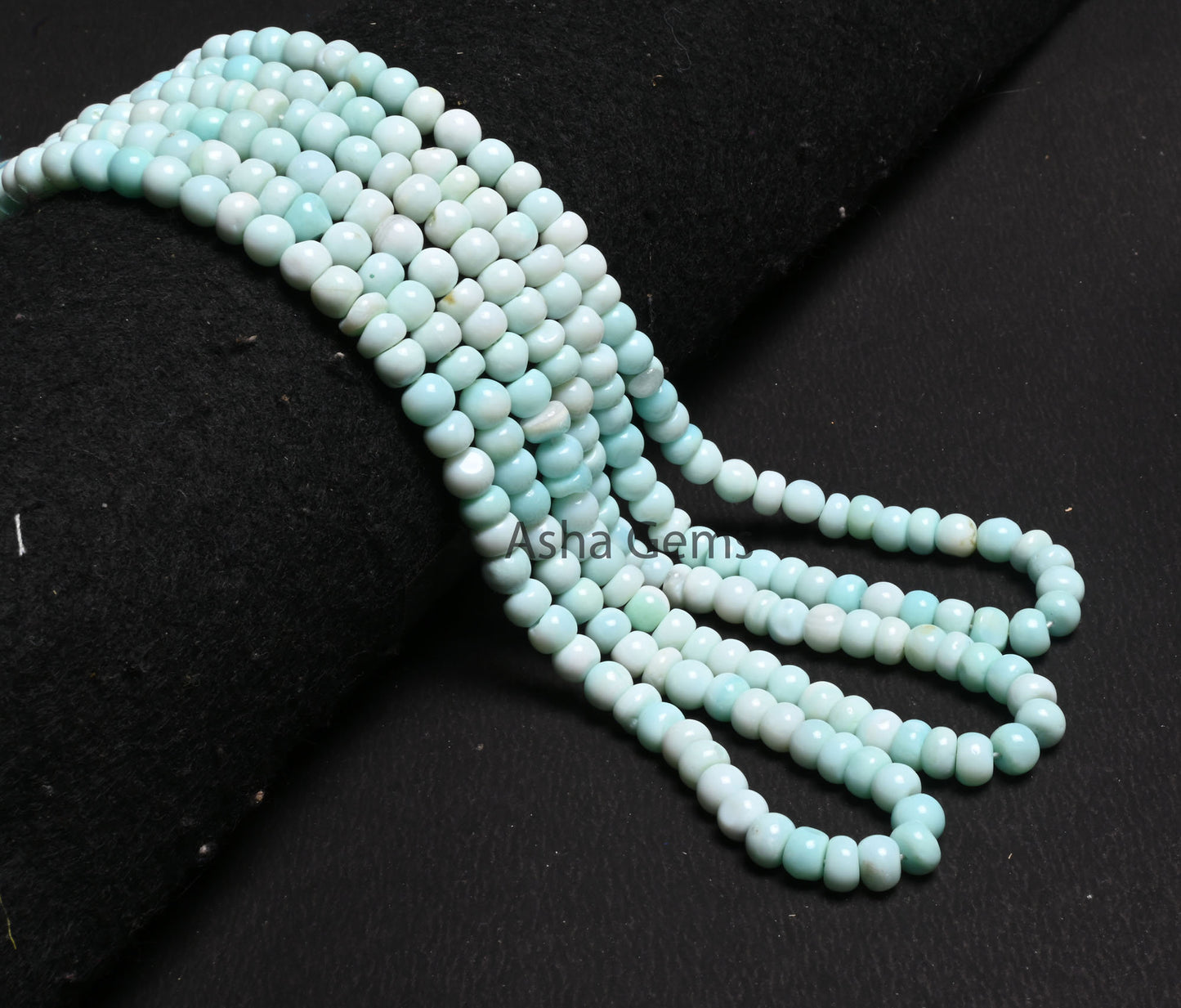 7mm Shaded Sky Blue Opal Smooth Rondelle Beads, Fine Peru Blue opal Beads, Beautiful Opal handmade Gemstone Loose Bead Necklace Jewelry SALE