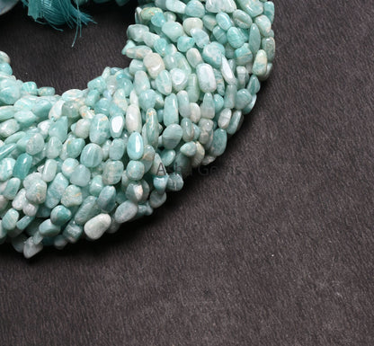 Natural Blue Amazonite Smooth Tiny Nugget Gemstone Loose Beads, Fine Amazonite Handmade Uneven Tumble Shape Straight Drill Bead Jewelry SALE