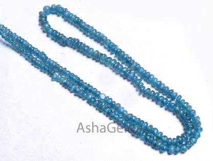 Beautiful Neon Blue Apatite Smooth Handmade Rondelle Gemstone Loose Beads,16" Neon Apatite Bead, Blue Apatite Bead Jewelry making Craft SALE