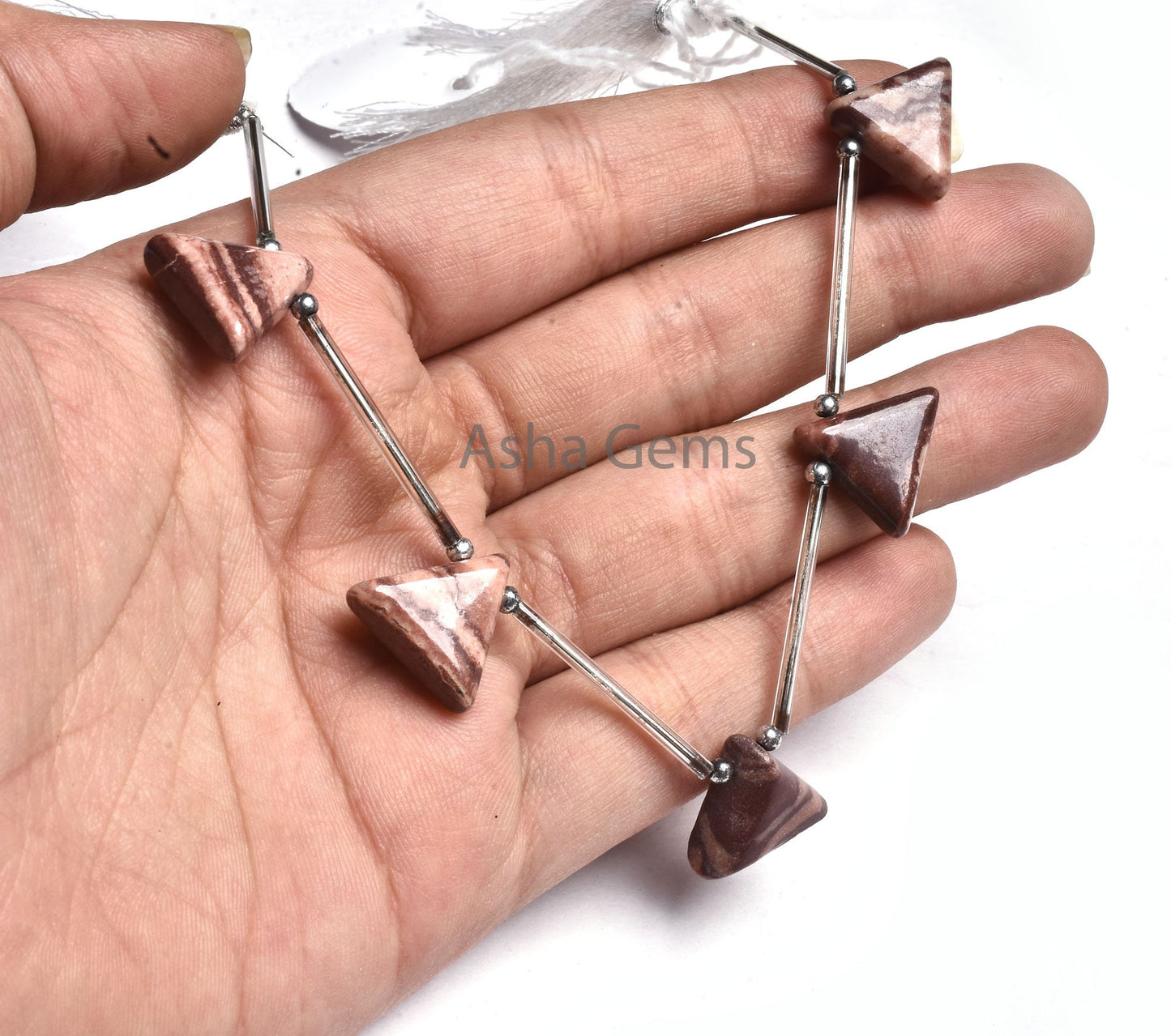 Beautiful Jasper Triangle Shape Gemstone Side Drill Beads,5 Piece Strand Natural Brown Jasper Smooth Trillion Beads Picture Jasper Bead SALE