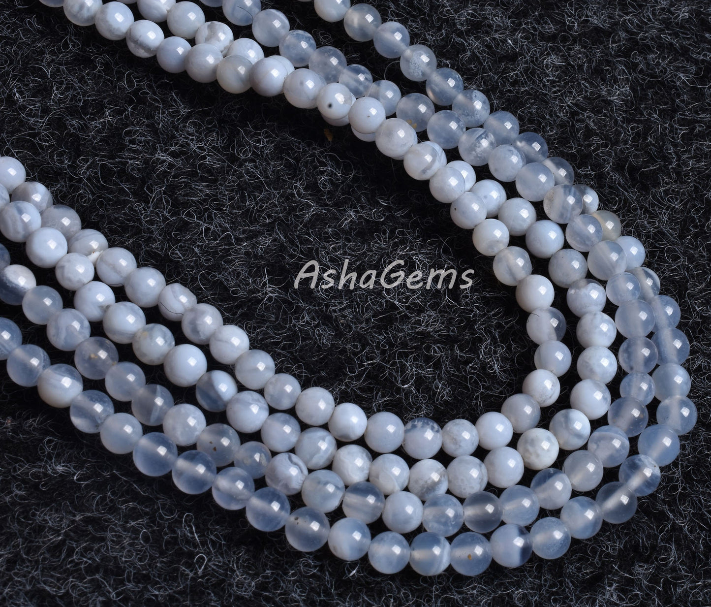 Natural Blue Lace Agate Smooth Round Shape Beads,15" Strand,4.5 mm, Genuine Blue Lace Agate Round Bead Loose Beads, Jewelry Making Bead SALE