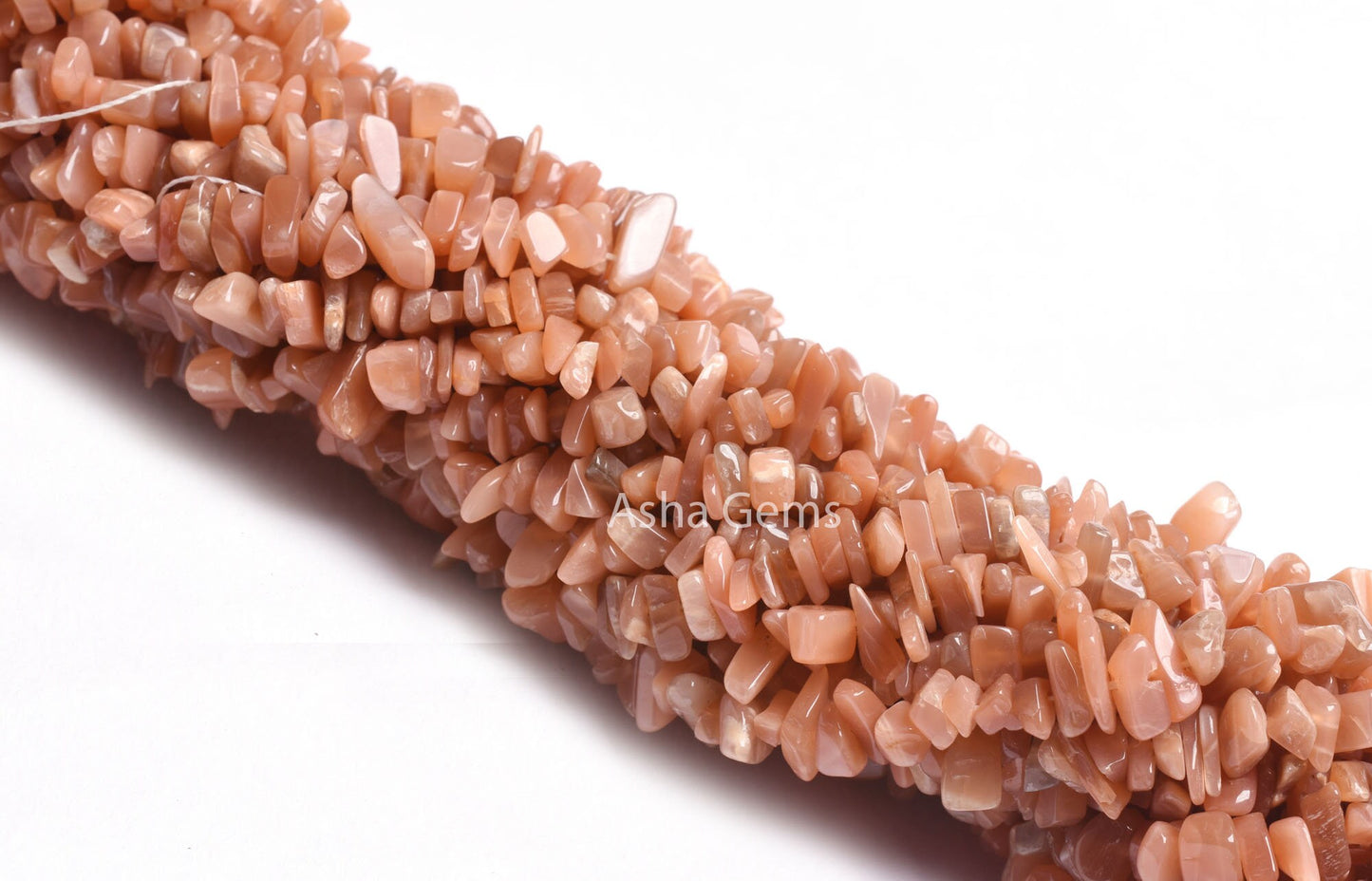Dark Peach Moonstone Uncut Chip Gemstone Beads, 17,34" Strand Natural Moonstone Smooth raw Rough Beads, Fine Quality Moonstone Beads Jewelry