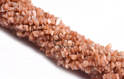 Dark Peach Moonstone Uncut Chip Gemstone Beads, 17,34" Strand Natural Moonstone Smooth raw Rough Beads, Fine Quality Moonstone Beads Jewelry