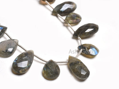 Multi Blue Fire Labradorite Fancy Long Pear Faceted beads,9-18 mm labradorite bead, Natural Flash Black rainbow Briolette Gemstone Bead SALE