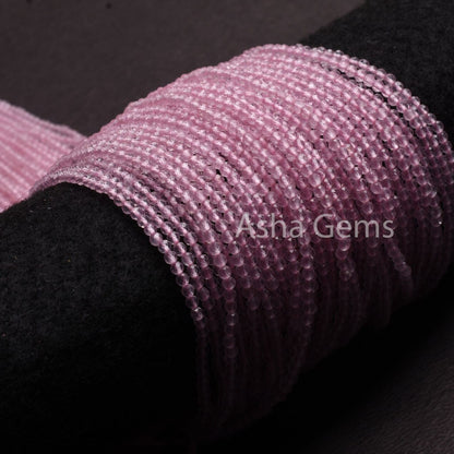 AAA Quality Pink rose Quartz Micro Cut Rondelle Gemstone Beads,2.5 mm Natural Rose Quartz Machine Cut Faceted Beads,12" Quartz Beads Jewelry
