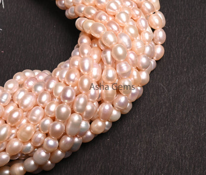 Beautiful Fresh water Pearl Fancy Rice Pearl Beads,15"Natural Pearl Uneven Puff Oval Gemstone Beads, Water Pearl Bead Jewelry Necklace Craft